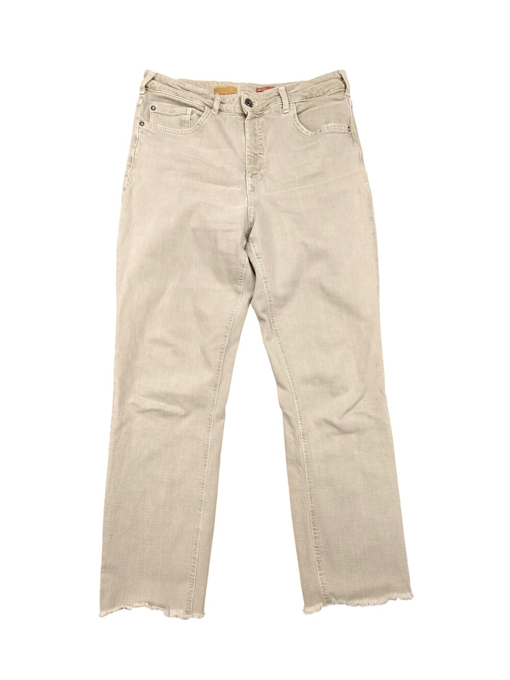 Pilcro Jeans Womens 31 Beige Light Wash Straight Frayed Hem Fringe Stretch